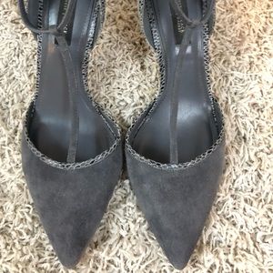 Gray Suede/Snakeskin Strappy Heels 8.5 WHBM